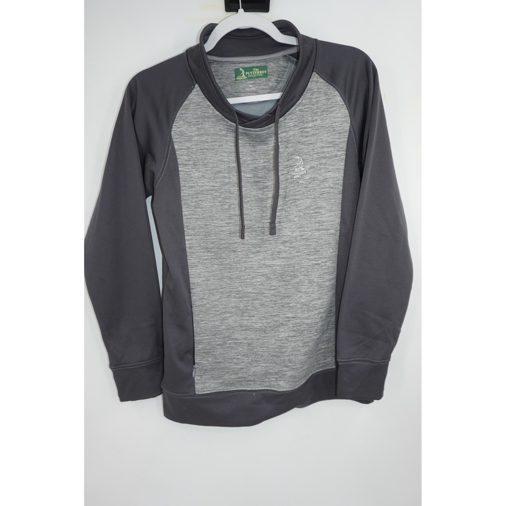 Pinehurst Putterboy Sweatshirt Womens Small Gray Pullover Golf Cowl Neck